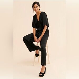 Dolan Black V-Neck Wide-Leg Jumpsuit